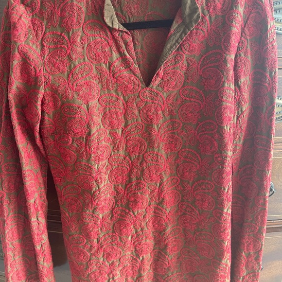 Johnny Was Embroidered Brown Red Paisley Blouse - Picture 1 of 3